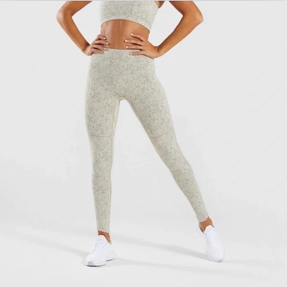 Gymshark Fleur Texture Khaki Marl Leggings